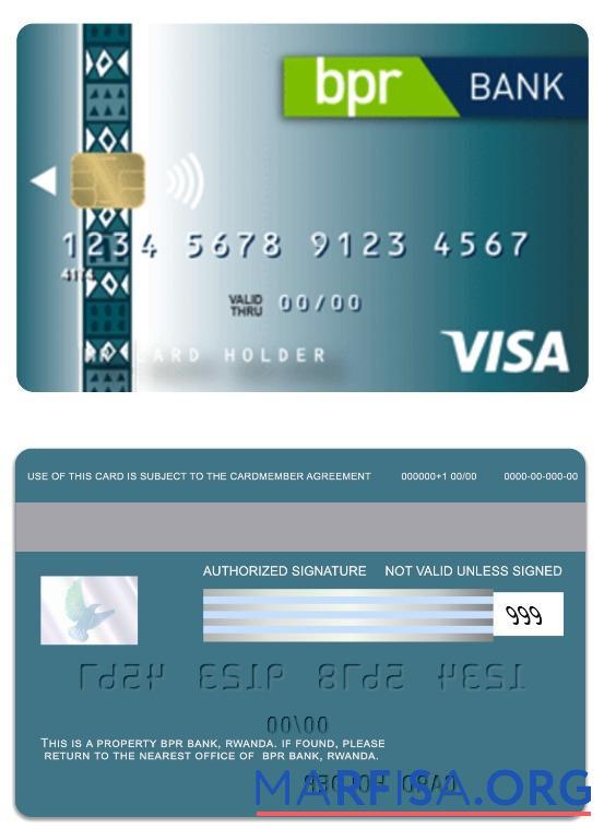 Blank Rwanda BPR Bank visa classic credit card download for verification